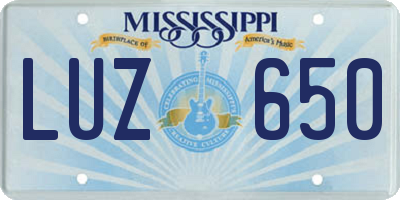 MS license plate LUZ650