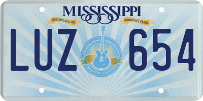 MS license plate LUZ654