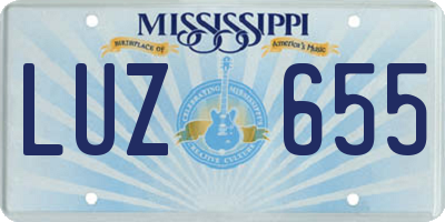 MS license plate LUZ655