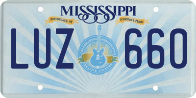 MS license plate LUZ660