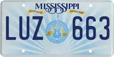 MS license plate LUZ663