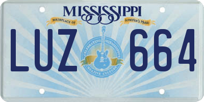 MS license plate LUZ664