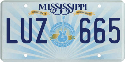 MS license plate LUZ665