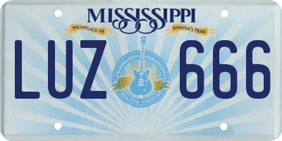 MS license plate LUZ666