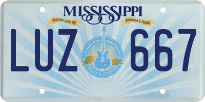 MS license plate LUZ667