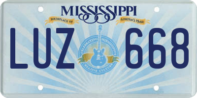 MS license plate LUZ668