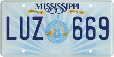 MS license plate LUZ669