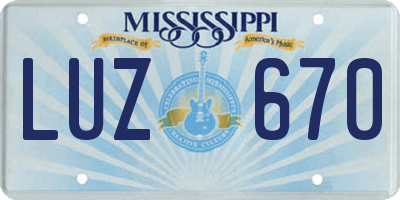 MS license plate LUZ670