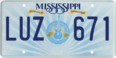 MS license plate LUZ671