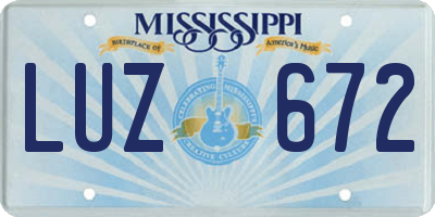 MS license plate LUZ672