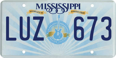 MS license plate LUZ673