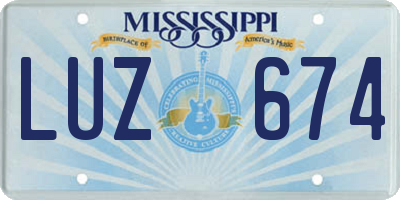 MS license plate LUZ674