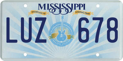 MS license plate LUZ678