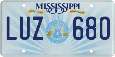 MS license plate LUZ680