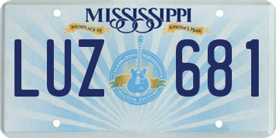 MS license plate LUZ681