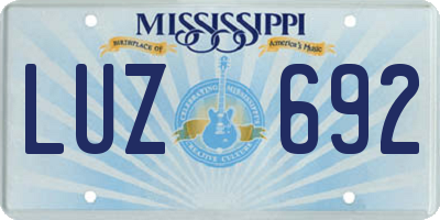 MS license plate LUZ692