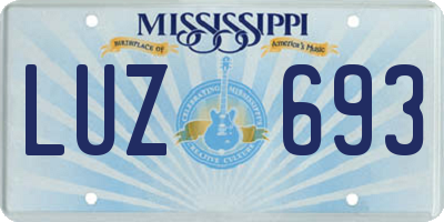 MS license plate LUZ693