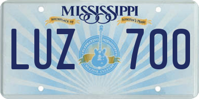 MS license plate LUZ700