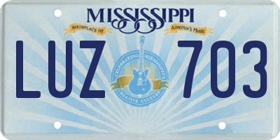MS license plate LUZ703