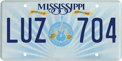 MS license plate LUZ704