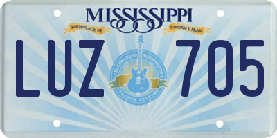 MS license plate LUZ705