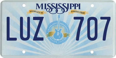 MS license plate LUZ707
