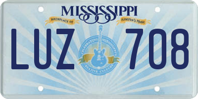 MS license plate LUZ708
