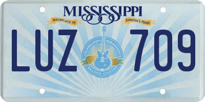 MS license plate LUZ709