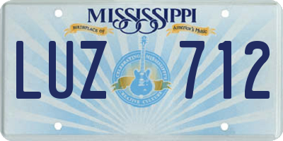 MS license plate LUZ712