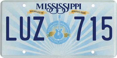 MS license plate LUZ715
