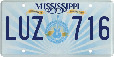MS license plate LUZ716