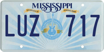 MS license plate LUZ717