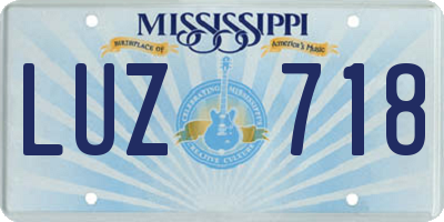 MS license plate LUZ718
