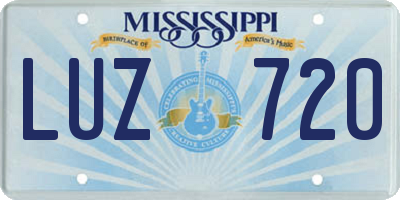 MS license plate LUZ720