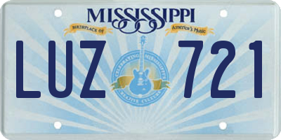 MS license plate LUZ721