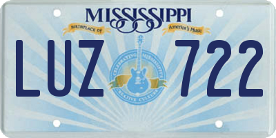 MS license plate LUZ722