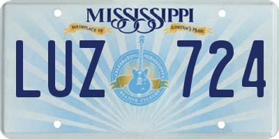 MS license plate LUZ724