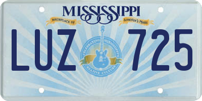 MS license plate LUZ725