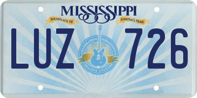 MS license plate LUZ726