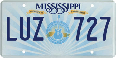 MS license plate LUZ727