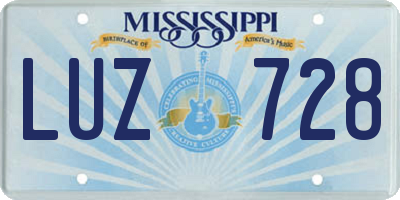 MS license plate LUZ728