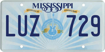 MS license plate LUZ729