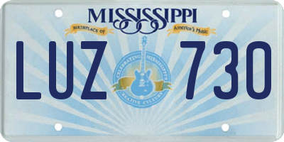 MS license plate LUZ730