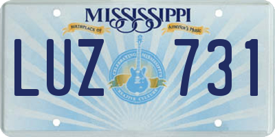 MS license plate LUZ731