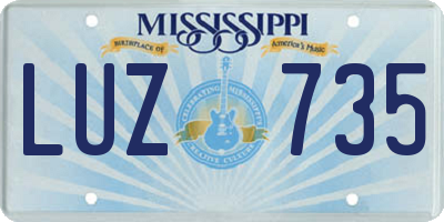 MS license plate LUZ735