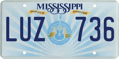 MS license plate LUZ736