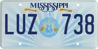 MS license plate LUZ738