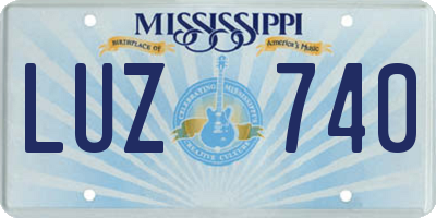 MS license plate LUZ740