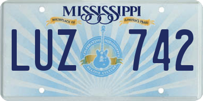 MS license plate LUZ742