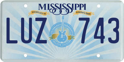 MS license plate LUZ743